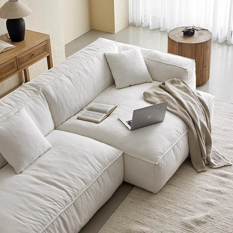 Nordic Down Modular Sofa Linen Full Removable Washable Lazy Combination Corner Living Room Sofas