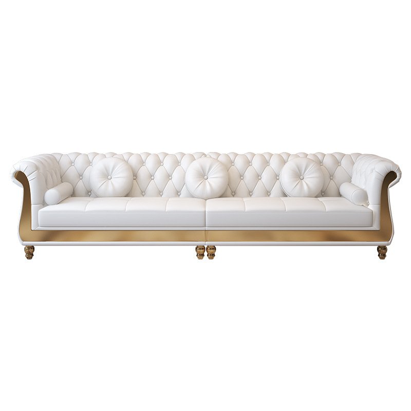 Luxury Nordic Style Living Room Furniture Sofas Sets With Button Tufted Nappa Leather 1-4 Seats Sofa For Home Hotel Apartment