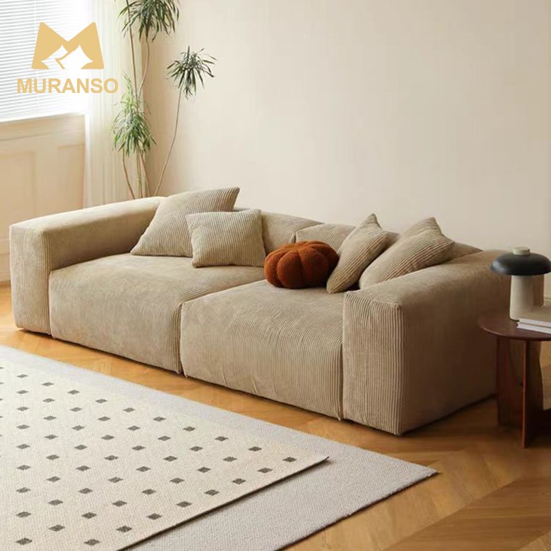 Wholesale Modern living room corduroy sofa lounge cream bubble deep tufted corduroy sectional sofa