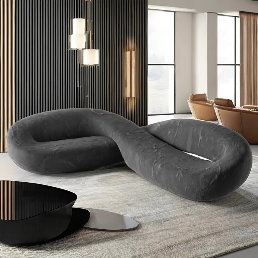 Italian Sofa Set Creative Minimal Living Room Alien Art Corner Light Luxury Apartment Wood Bed