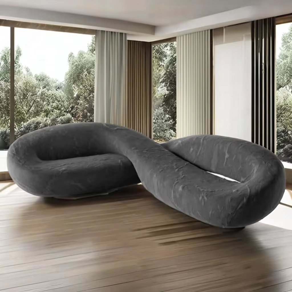 Italian Sofa Set Creative Minimal Living Room Alien Art Corner Light Luxury Apartment Wood Bed