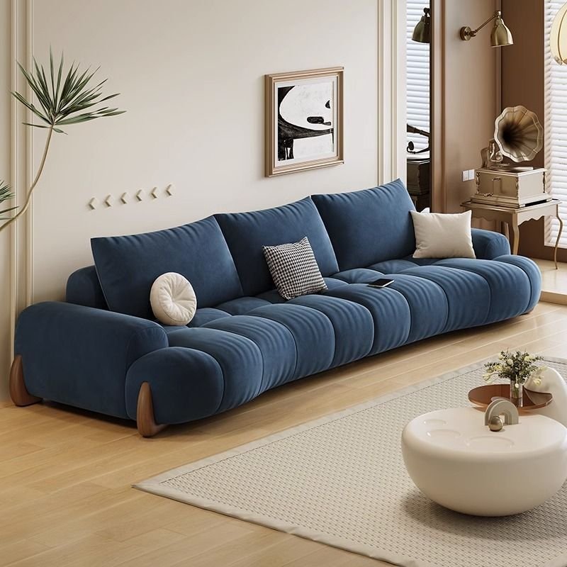Italian retro cream style special shape fabric sofa living room small apartment simple modern straight row small French sofa