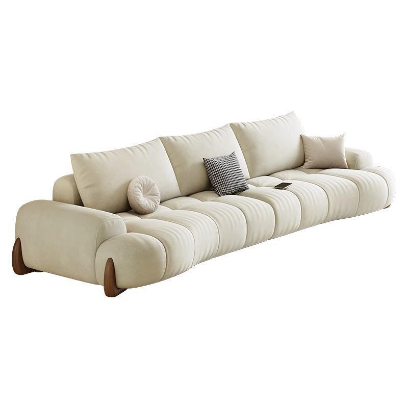 Italian retro cream style special shape fabric sofa living room small apartment simple modern straight row small French sofa