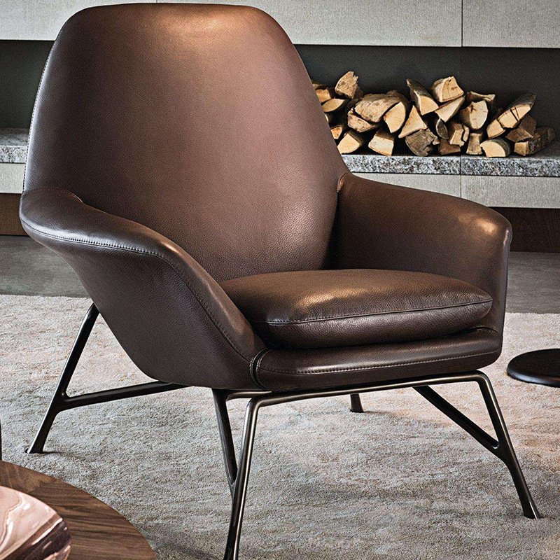 Nordic modern mid century leather living room furniture lounge sofa chair