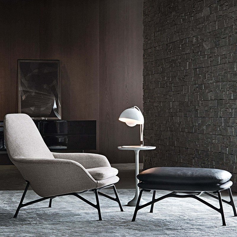 Nordic modern mid century leather living room furniture lounge sofa chair
