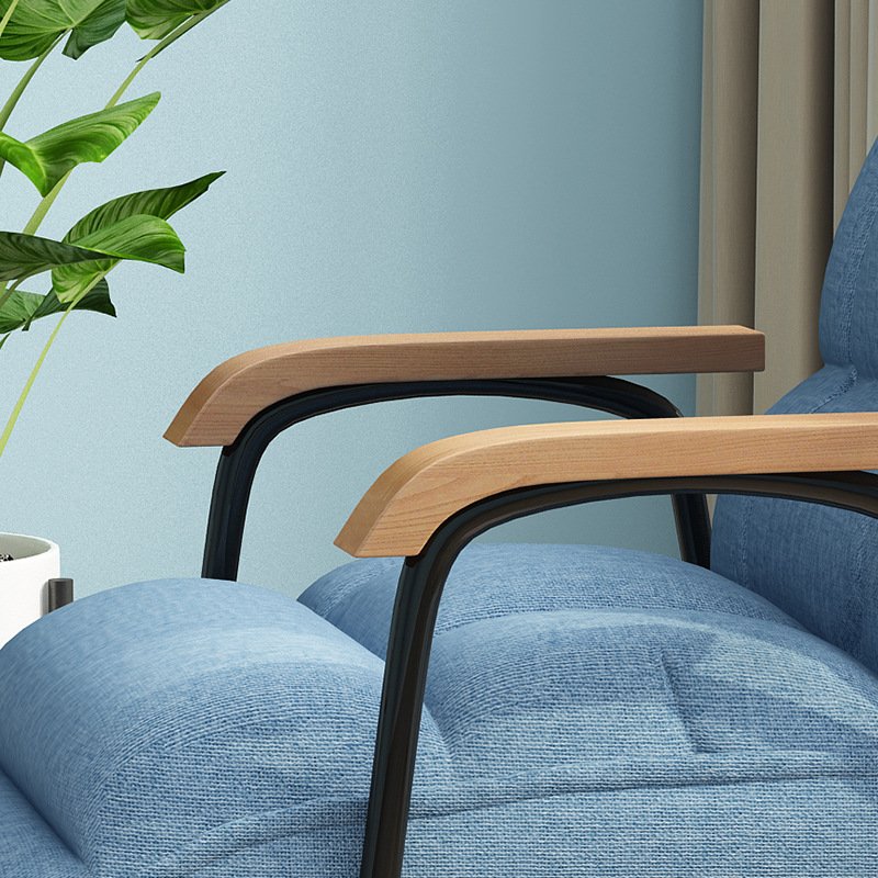 Fabric Rocking Chair Home Adult Lazy Lunch Break Living Room Sofa Balcony Lounge Chair Metal Leg