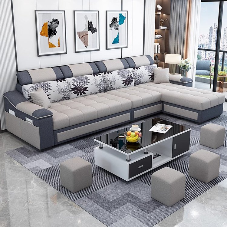 Furniture wholesale simple design L-shaped fabrics sofa modern luxury sofa set home sofa set furniture for living room