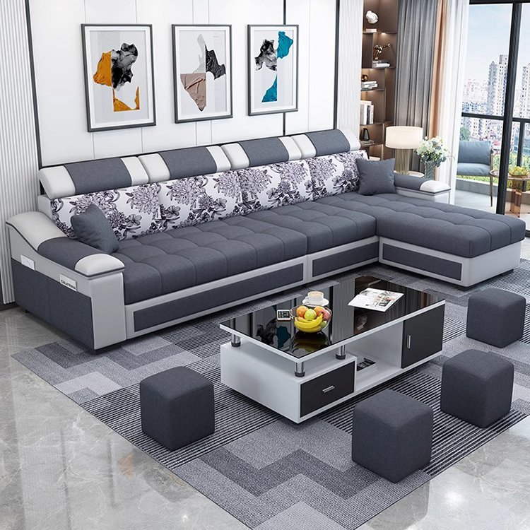 Furniture wholesale simple design L-shaped fabrics sofa modern luxury sofa set home sofa set furniture for living room
