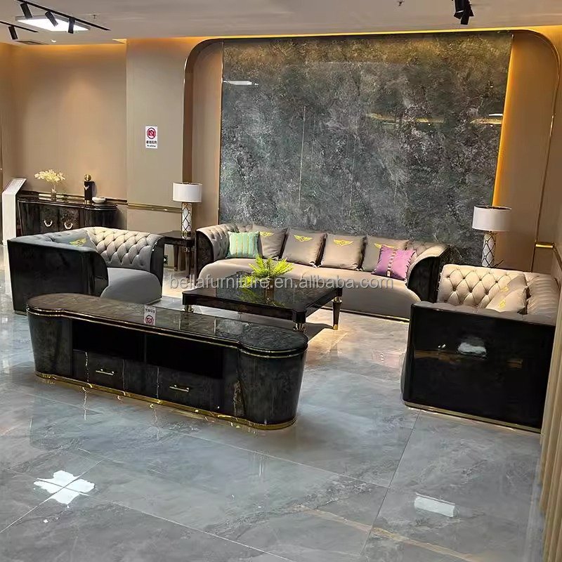 Modern minimalist light luxury style designer furniture luxury fashion selling set leather sofa living room sofa