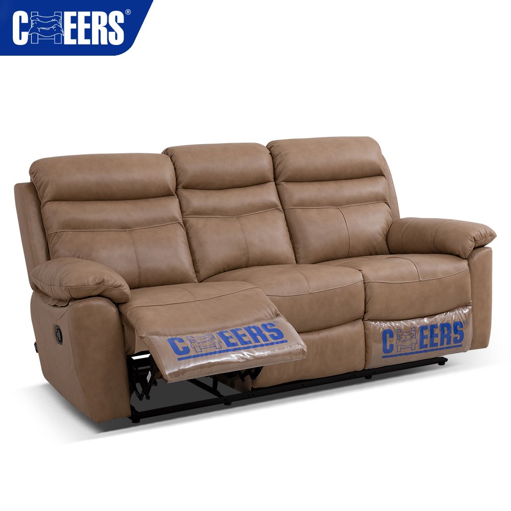 MANWAH CHEERS Manual Genuine Leather Living Room Sofa 3+2 Recliner Sofa Set for Home Furniture