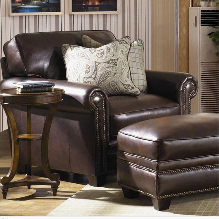 retro American leather sofa corner combination European size L-shaped living room sofa