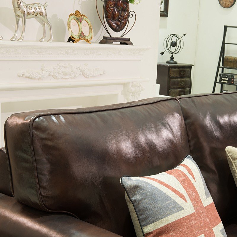 retro American leather sofa corner combination European size L-shaped living room sofa