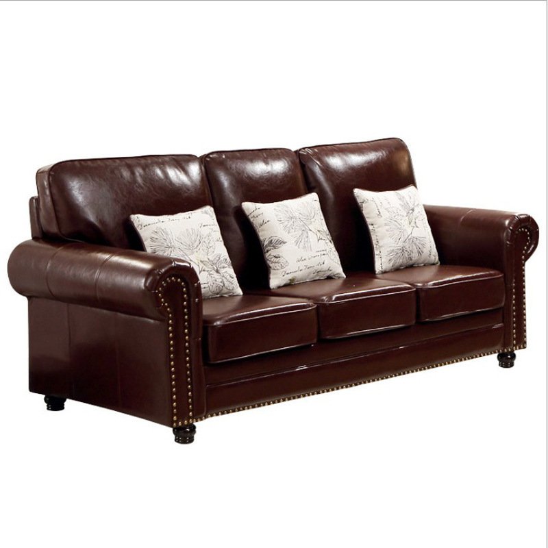 retro American leather sofa corner combination European size L-shaped living room sofa