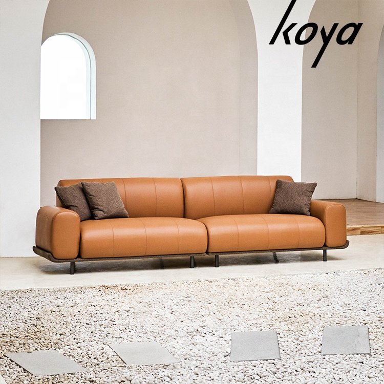 Modern Luxury Sofa European Style Living Room Office Furniture Sofas 3 Seater Genuine Leather Sectional Sofa Couch