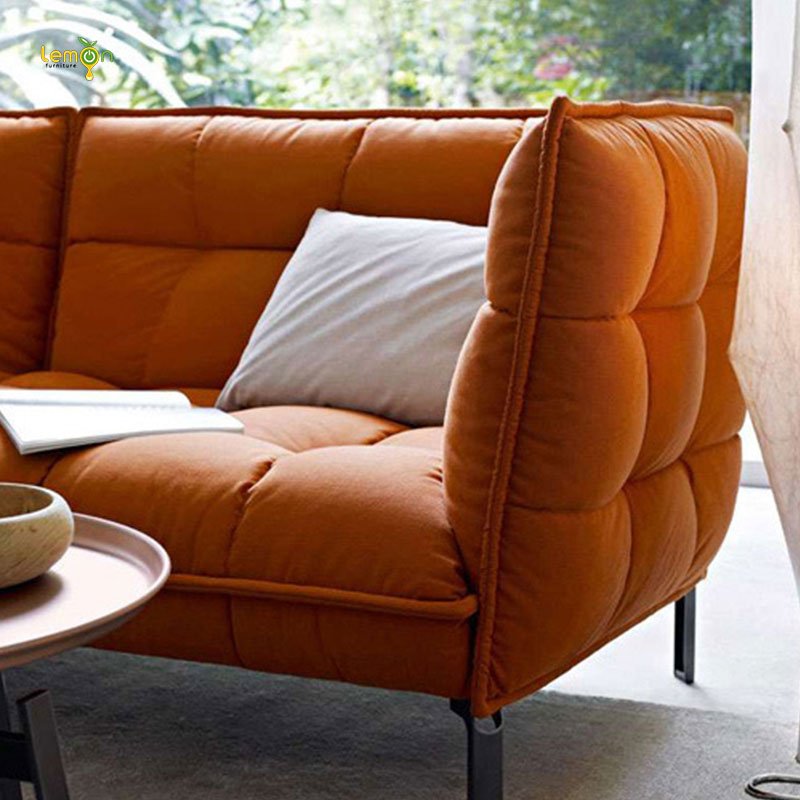 Simple modern light luxury casual living room fabric sofa square muscle sofa