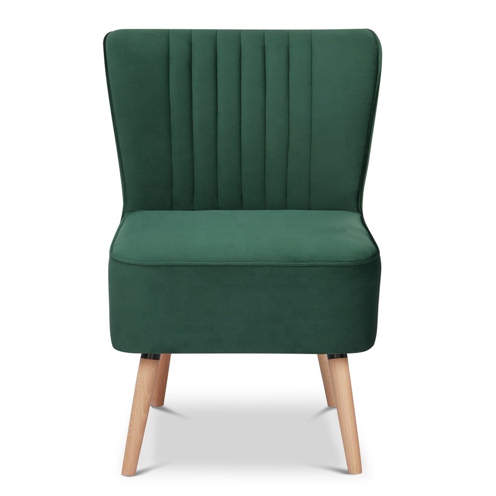 Hot sales high quality accent chair for living room comfortable and stylish crafted green velvet accent chair with wood kd leg