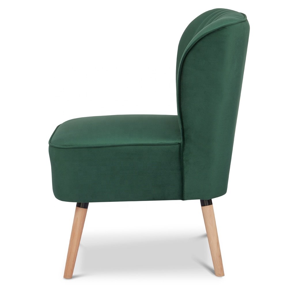 Hot sales high quality accent chair for living room comfortable and stylish crafted green velvet accent chair with wood kd leg