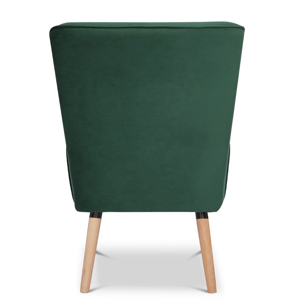 Hot sales high quality accent chair for living room comfortable and stylish crafted green velvet accent chair with wood kd leg