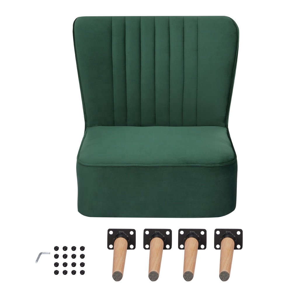 Hot sales high quality accent chair for living room comfortable and stylish crafted green velvet accent chair with wood kd leg