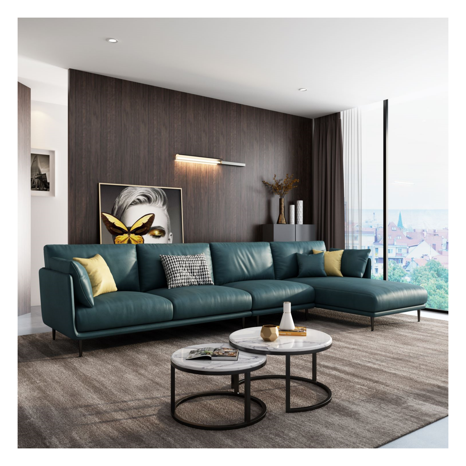 Wholesale modern sofa set furniture living room Italian sofa light luxury latex leather sectional sofa living room furniture