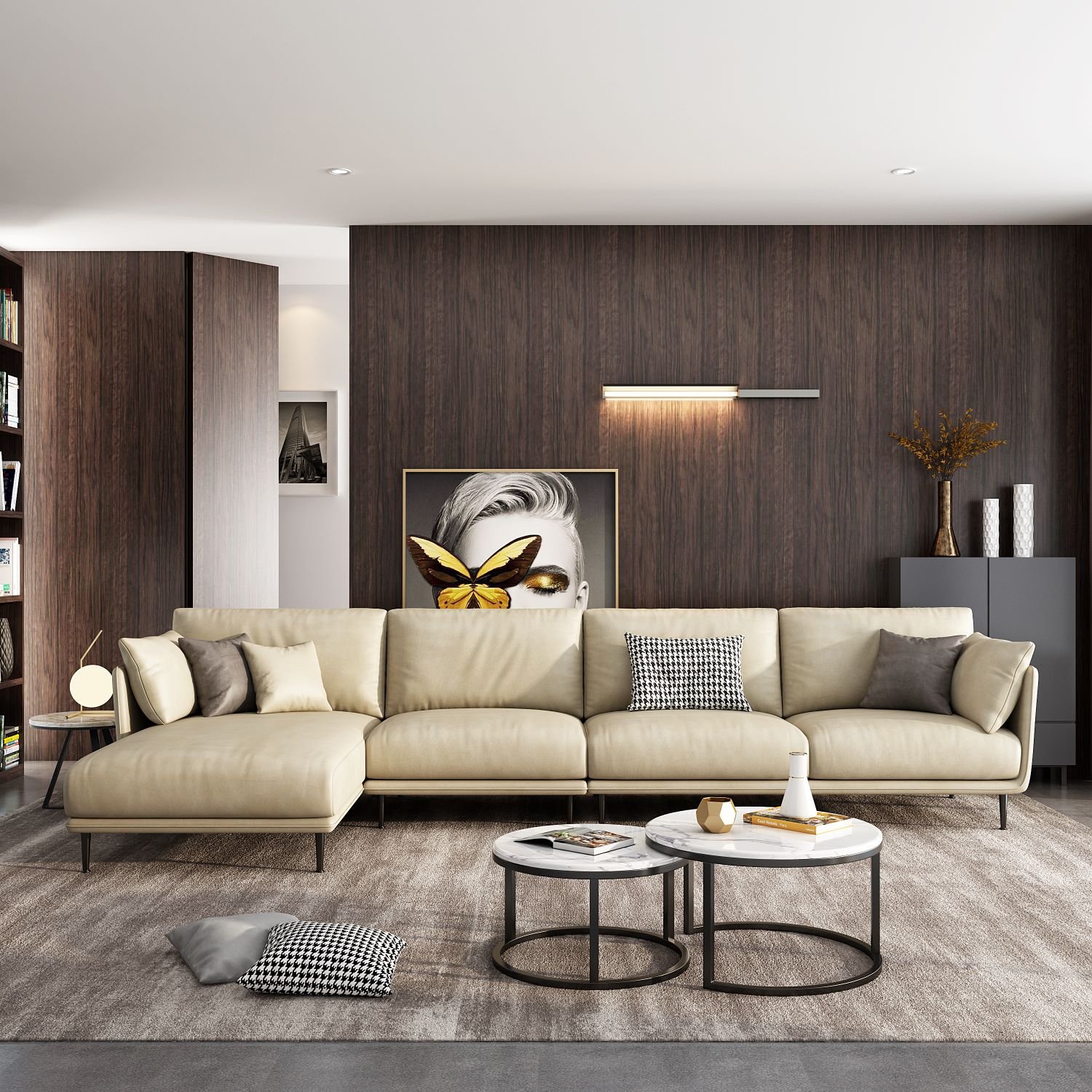 Wholesale modern sofa set furniture living room Italian sofa light luxury latex leather sectional sofa living room furniture