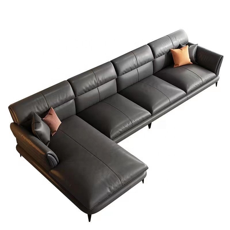 Italian Luxury Sofa Set Furniture GENUINE LEATHER L - Shaped Latex Combination Living Room Sofas