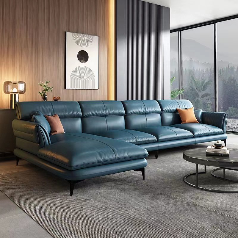 Italian Luxury Sofa Set Furniture GENUINE LEATHER L - Shaped Latex Combination Living Room Sofas
