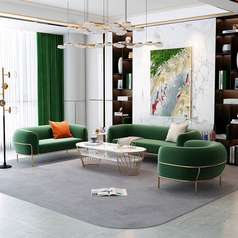 Nordic light luxury modern cloth small family simple style sofa chair living room one+two+three seater combination sofa