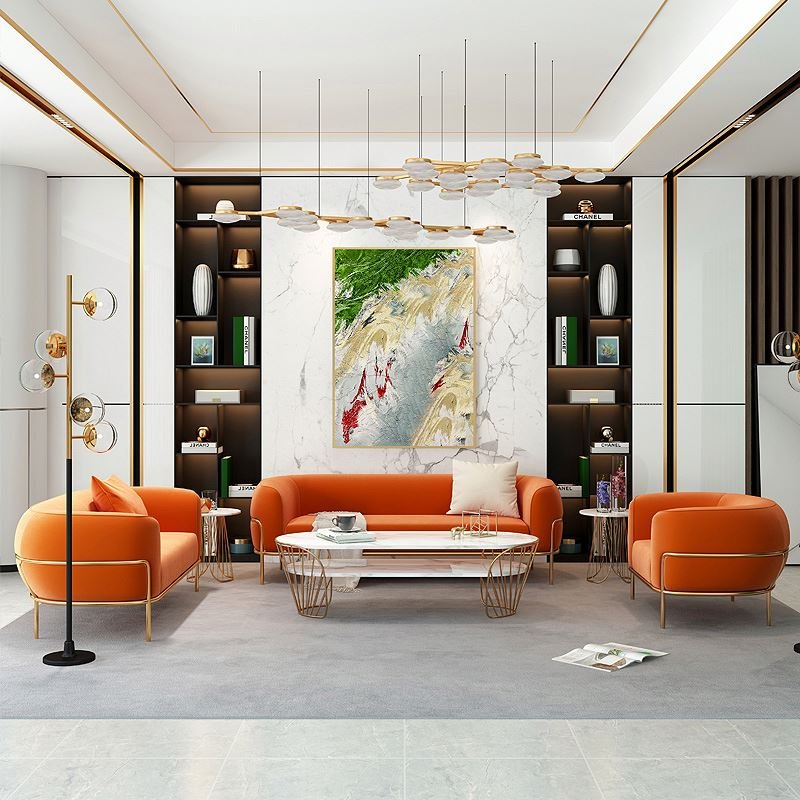 Nordic light luxury modern cloth small family simple style sofa chair living room one+two+three seater combination sofa