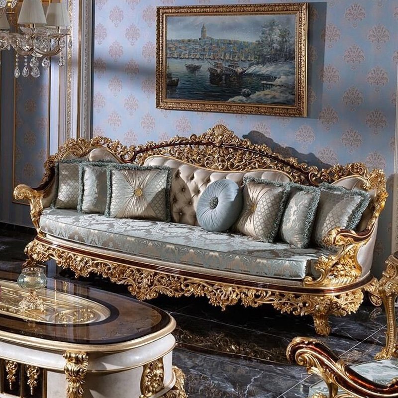 Italian Brand Luxury European Classic French Three Seater Sofa Embroidery Royal Sofa for Living Room Home Sofa