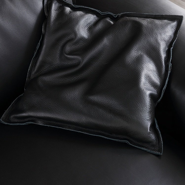 Comfortable wide deep leather modular sofa furniture modern sectional big black living room sofa