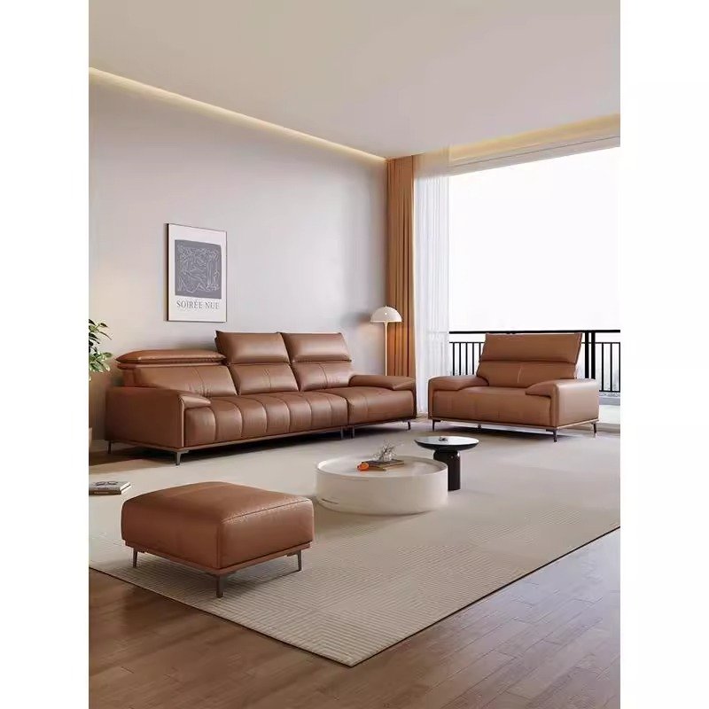 Italian simple light luxury real cowhide sofa combination modern living room sofa