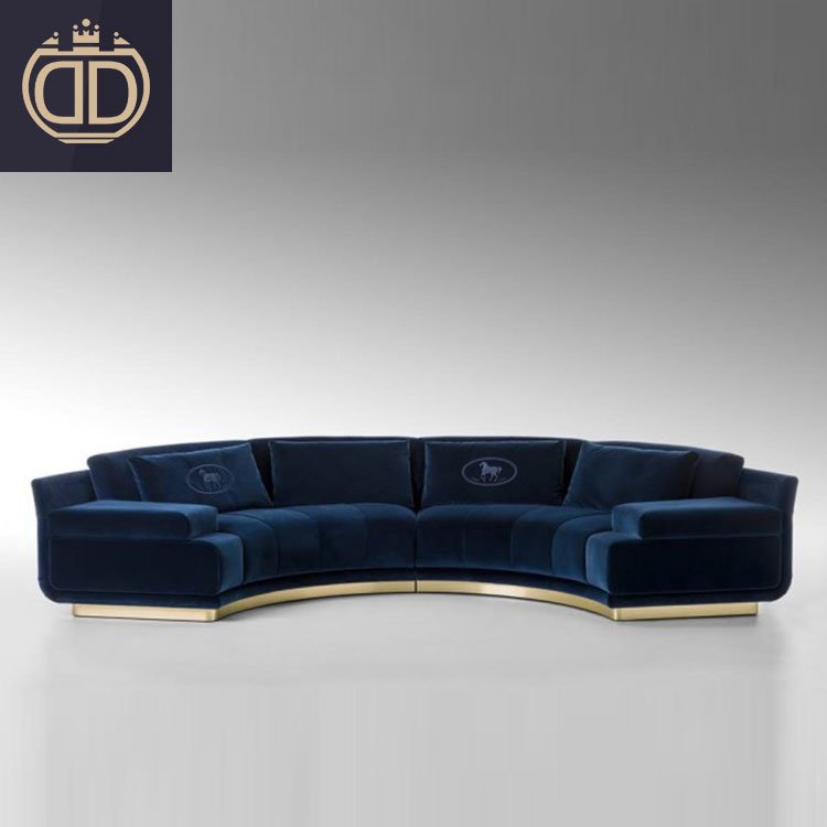 modern half moon circle curved sectional fabric sofa furniture set 7 seater living room sofa design luxury velvet sofa