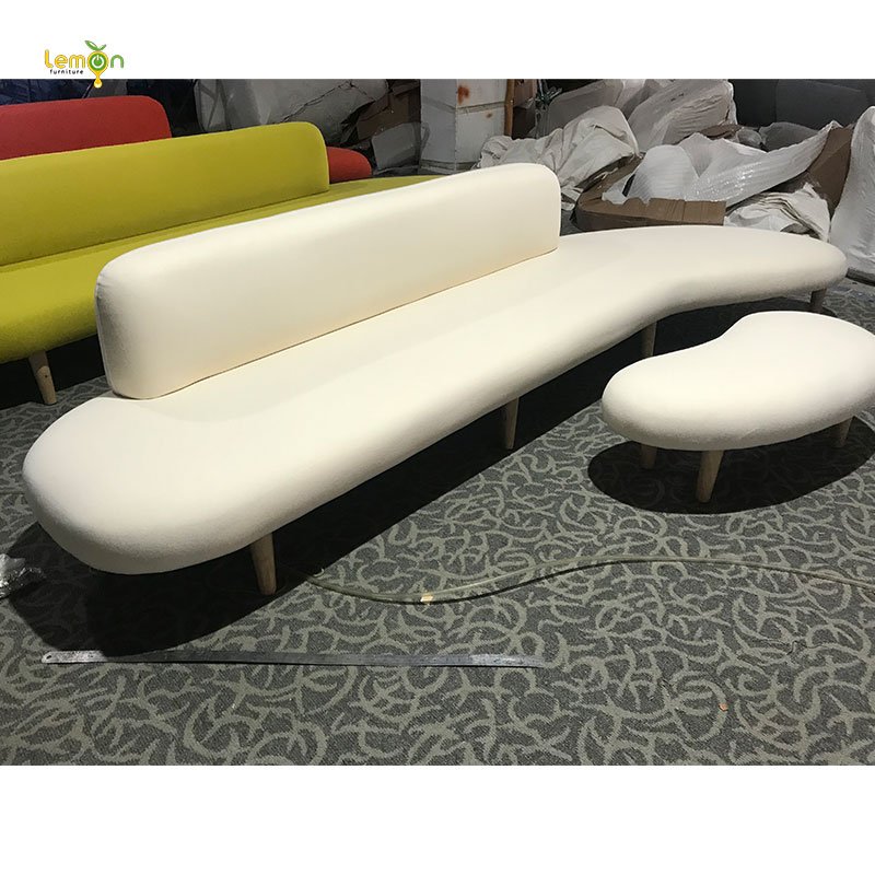 Luxury furniture fabric half moon living room sofa