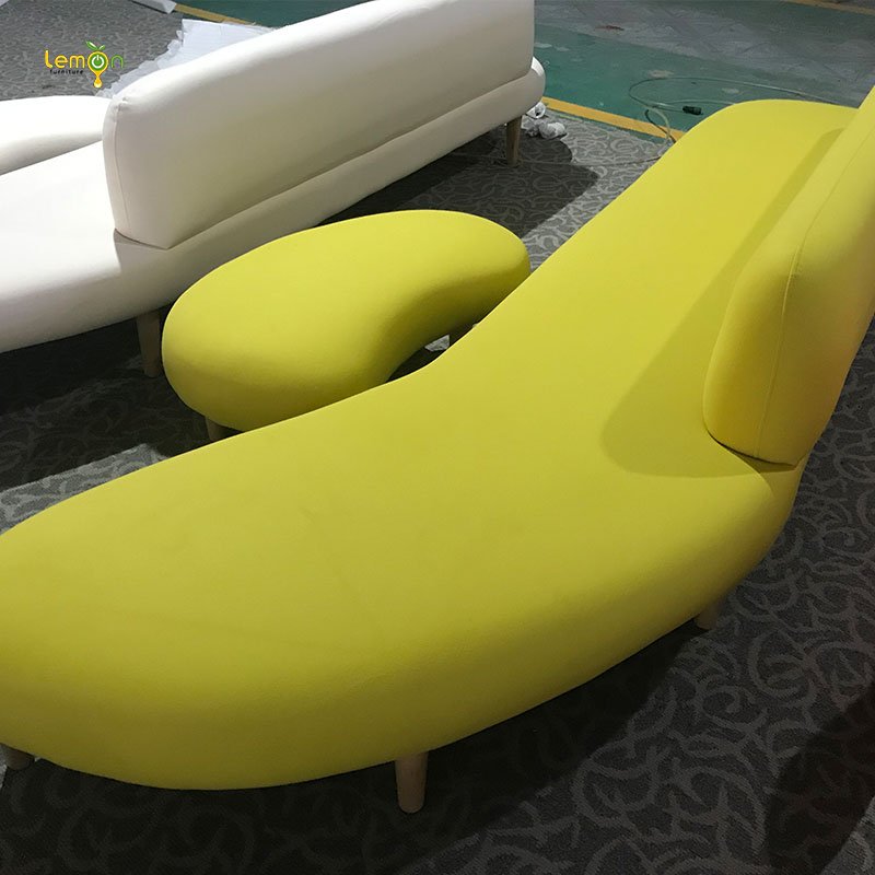 Luxury furniture fabric half moon living room sofa