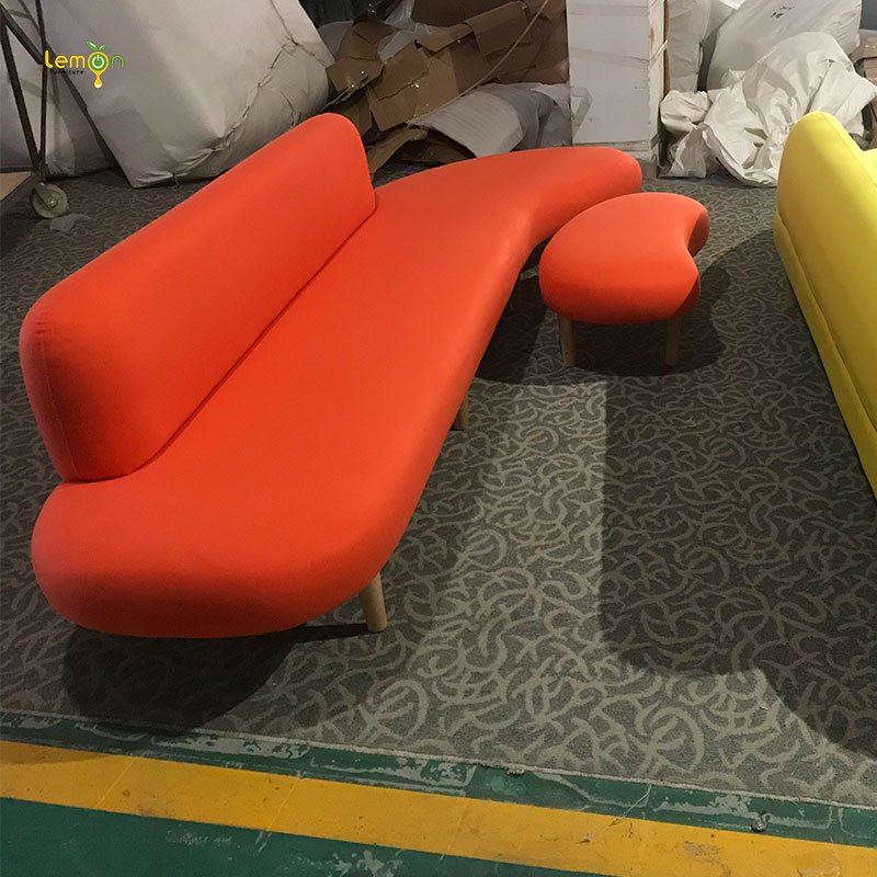 Luxury furniture fabric half moon living room sofa