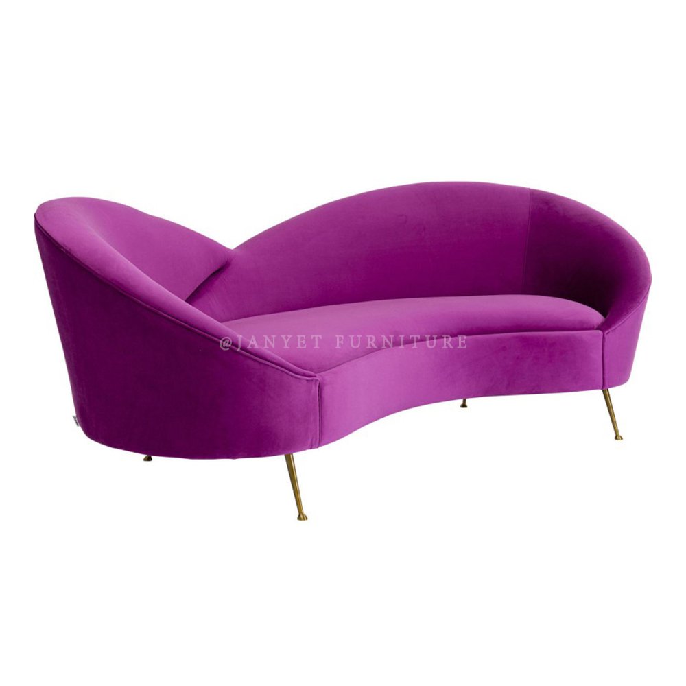 Wholesale Nordic Purple Velvet 3 Seater Couch Living Room Sofas for Small Space