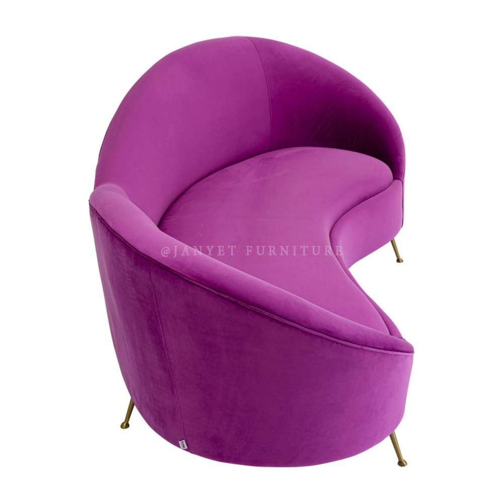 Wholesale Nordic Purple Velvet 3 Seater Couch Living Room Sofas for Small Space