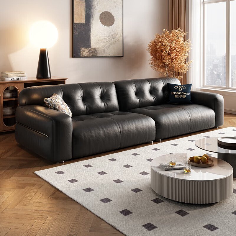wholesale genuine black leather sofa italian sofa 2 seater comfortable couches luxury living room sofa