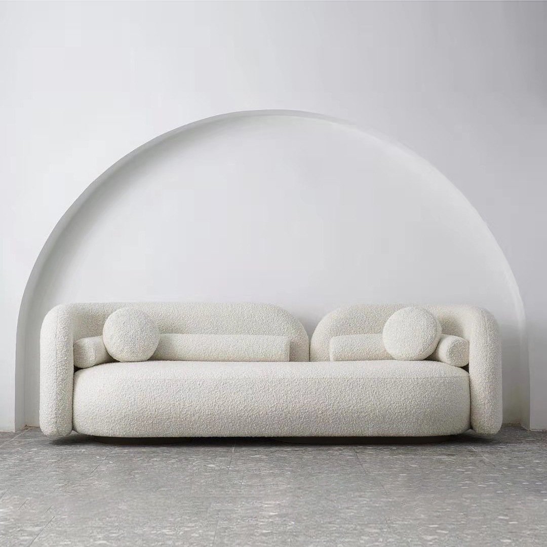 Nordic Light Luxury Small Living Room Sofa Set Minimalist Postmodern Lamb Velvet Three-Seater Fabric Furniture Sofa