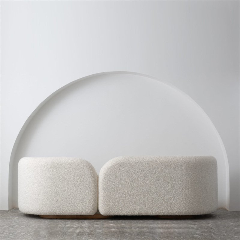 Nordic Light Luxury Small Living Room Sofa Set Minimalist Postmodern Lamb Velvet Three-Seater Fabric Furniture Sofa