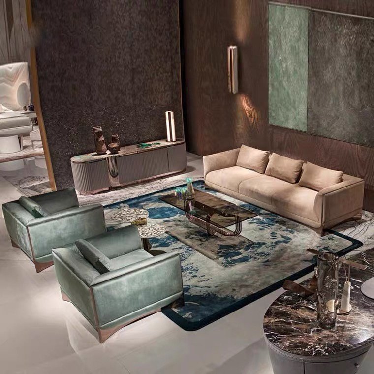 High end living room sofas 3 seater elegant design comfortable grain fabric luxury sofa set furniture