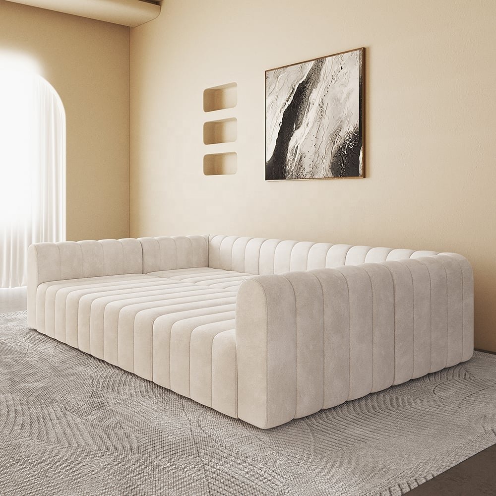 Velvet Modular Pit Sectional Sofa Set Convertible 6-Seater Upholstered White Modern Italian sofa Nordic living room sofa