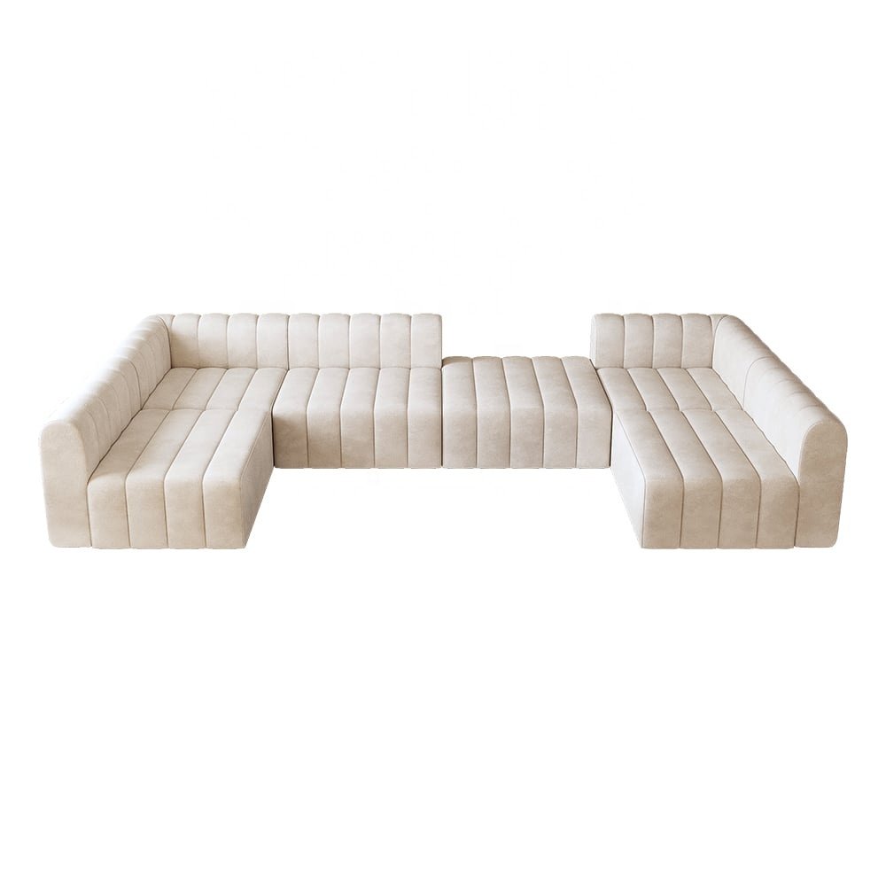 Velvet Modular Pit Sectional Sofa Set Convertible 6-Seater Upholstered White Modern Italian sofa Nordic living room sofa