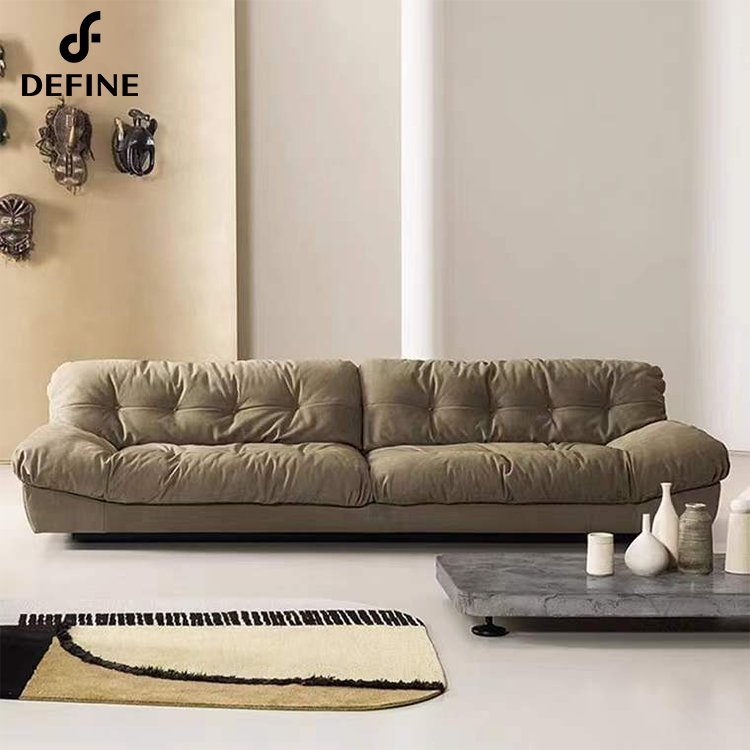 Italian home furniture comfortable nubuck leather living room sofas for villa