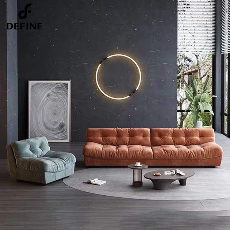 Italian home furniture comfortable nubuck leather living room sofas for villa