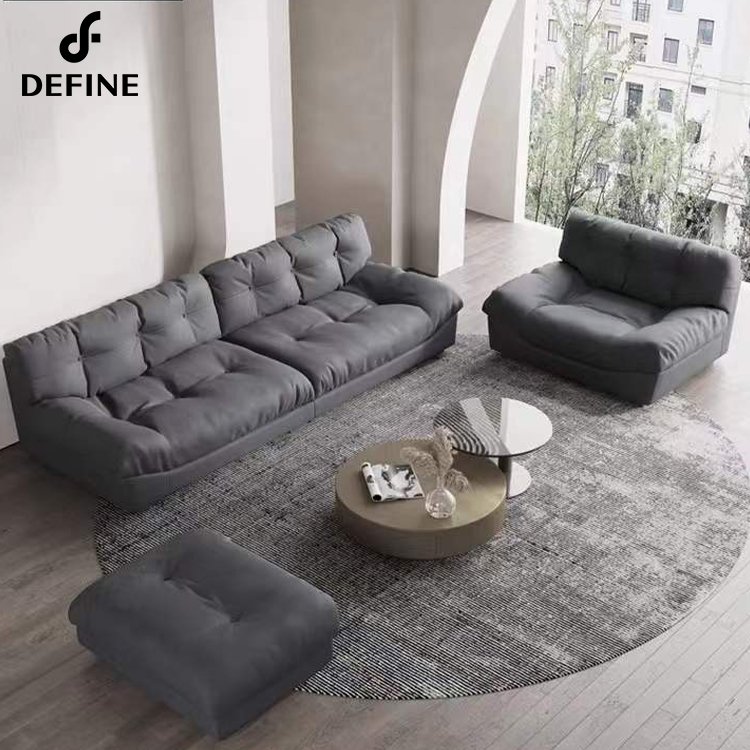 Italian home furniture comfortable nubuck leather living room sofas for villa