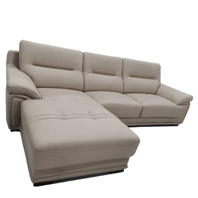 High Back L-Shape Straight Arm 2-piece Leather Sectional Sofa with Left Chaise Overstuffed Armrest Corner Sofa Living Room Sofas