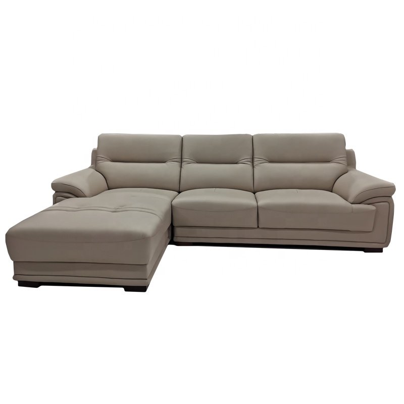 High Back L-Shape Straight Arm 2-piece Leather Sectional Sofa with Left Chaise Overstuffed Armrest Corner Sofa Living Room Sofas