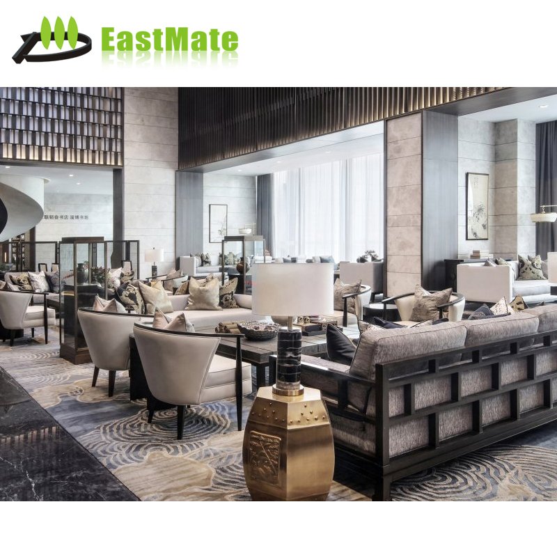 Modern Contemporary European Style Wood Living Room Furniture Sets Custom Made Five-Star Hotel Lobby Sofa Leather Concise